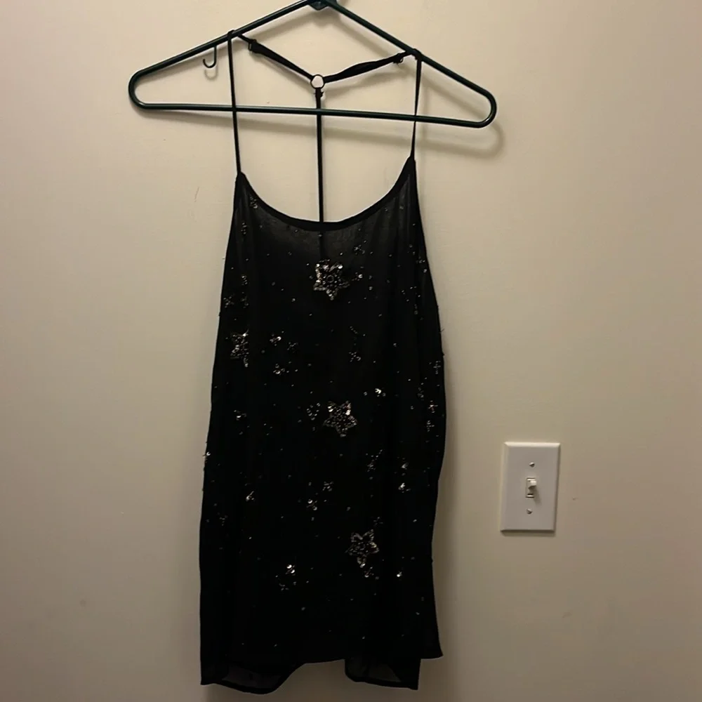 free people black with gold stars cami size large - Picture 5 of 12